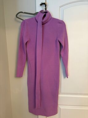 Anna Taylor Purple Tie turtleneck Sweater Dress